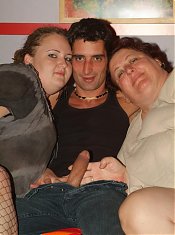 Mature plump models Agnes Eva and Anna Marie stuff their mouth over a cock and got their fat cunts banged